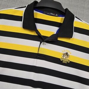 Ralph Lauren RLX U.S Open Oakmont Shirt Mens 2XL Black Yellow Striped Golf 2016